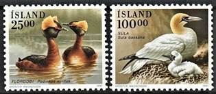 FRIMÆRKER ISLAND | 1991 - AFA 733,734 - Fugle - 25,00 + 100,00 kr. flerfarvet - Postfrisk